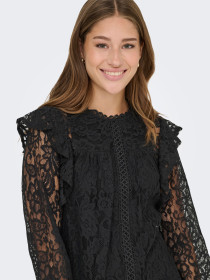 ONLY Blonde Bluse Karo Lace Black