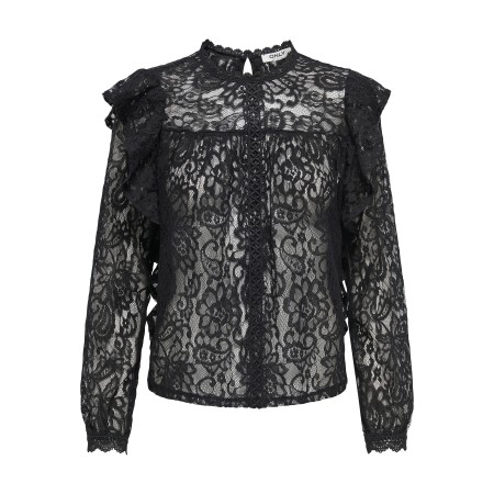 ONLY Blonde Bluse Karo Lace Black