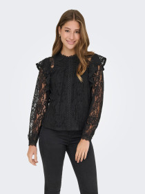 ONLY Blonde Bluse Karo Lace Black