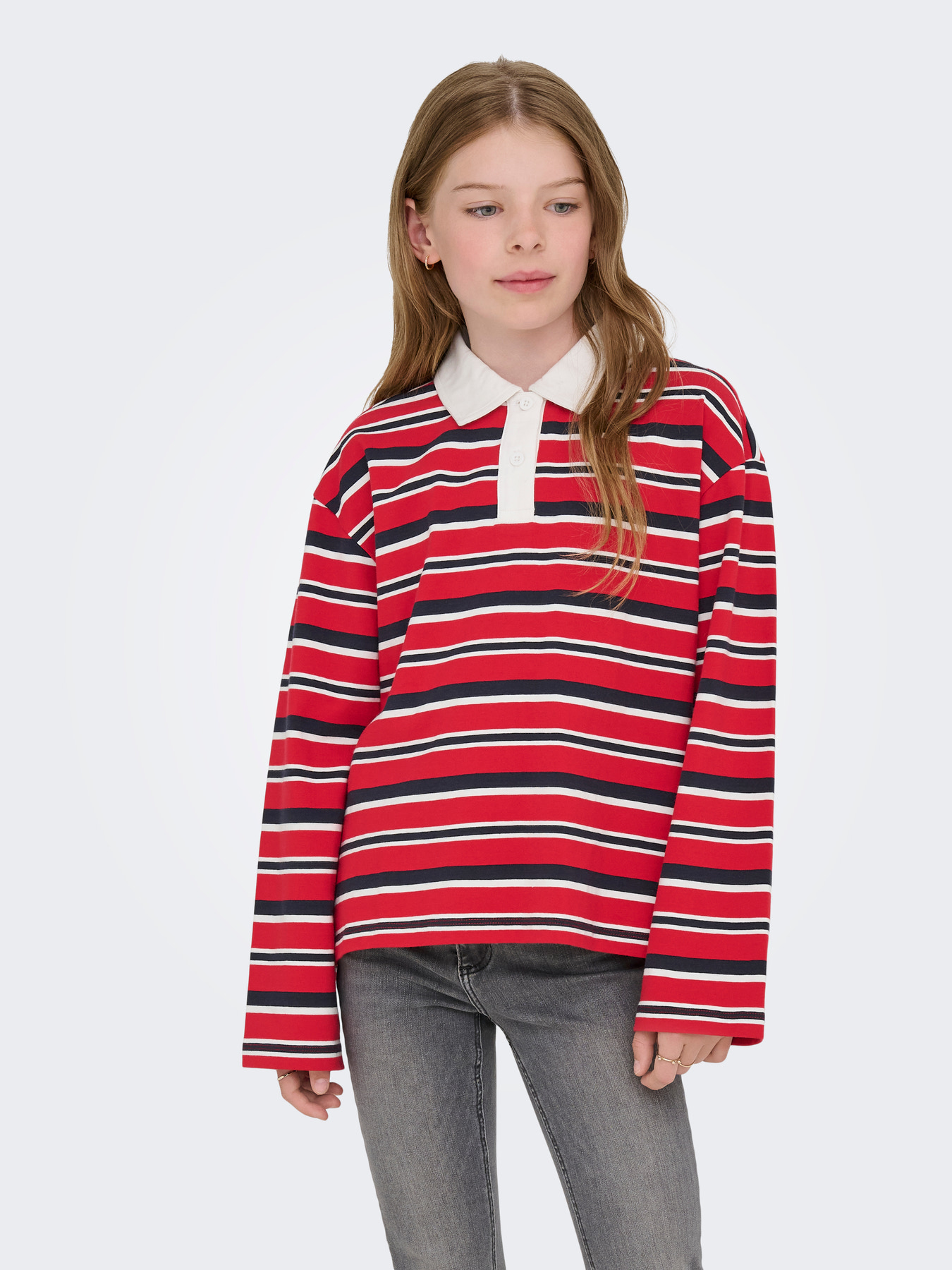 ONLY KIDS Poloshirt Ruby Salsa Night Sky Cloud Dancer billede