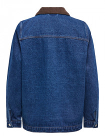 ONLY Denim Jakke Med Fløjlskrave Frankie Dark Blue