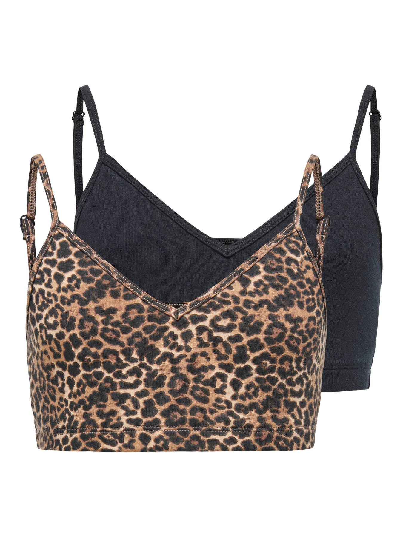 Kids Only Top Sort Og Leopardprint Med Justerbare Stropper (2-pak) - Str. 9-10y 134/140cm