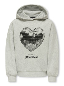 ONLY KIDS Loose Hoodie Marita Light Grey Melange Heart