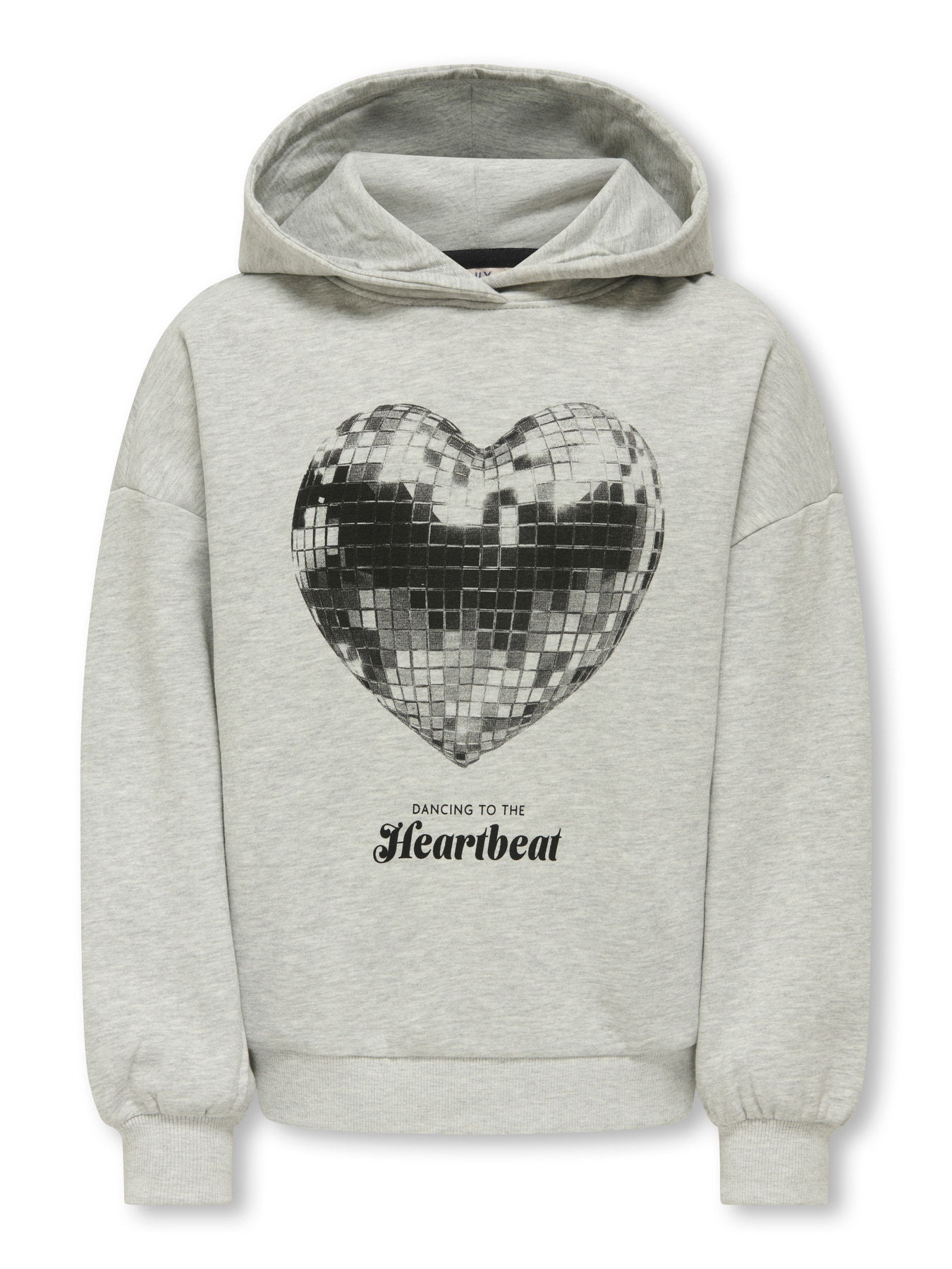 Kids Only Hættetrøje Lys Grå Melange Med Hjerteprint - Str. 9-10y 134/140cm