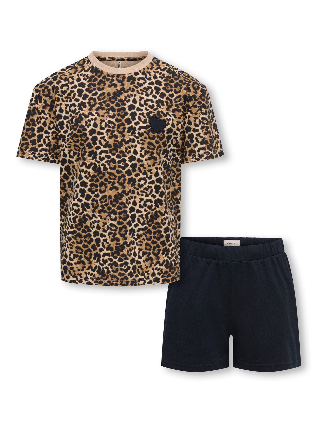 Kids Only Nattøj - 2-delt - KogRila - Black/Tee AOP Leo/Shorts A