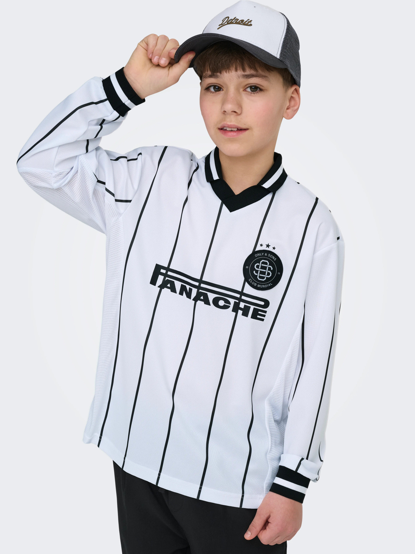 ONLY & SONS Fodbold Trøje Zidan Bright White Black Stripes