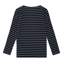 BIRKHOLM Stribet Rib Bluse Skifer Grå & Midnat Sort