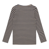 BIRKHOLM Stribet Rib Bluse Kashmir Brun & Skifer Grå