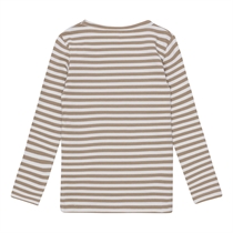 BIRKHOLM Stribet Rib Bluse Kashmir Brun & Perfekt Hvid