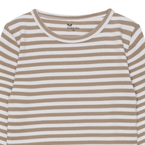BIRKHOLM Stribet Rib Bluse Kashmir Brun & Perfekt Hvid