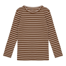 BIRKHOLM Stribet Rib Bluse Kashmir Brun & Varm Brun