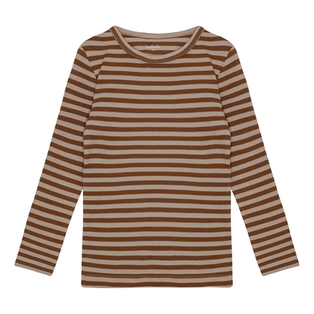 BIRKHOLM Stribet Rib Bluse Kashmir Brun & Varm Brun