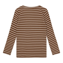BIRKHOLM Stribet Rib Bluse Kashmir Brun & Varm Brun