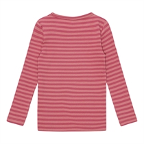 BIRKHOLM Stribet Rib Bluse Hindbær Rosa & Falmet Rosa