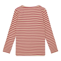 BIRKHOLM Stribet Rib Bluse Hindbær Rosa & Solskins Gul