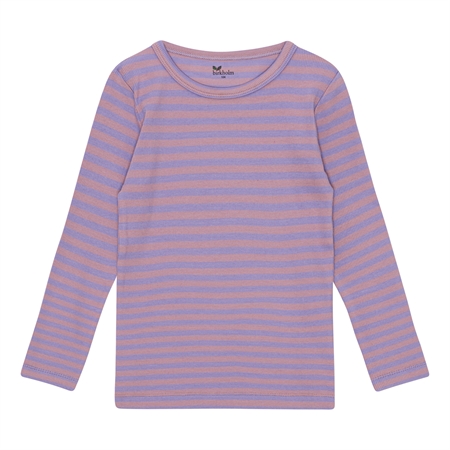 BIRKHOLM Stribet Rib Bluse Pastel Lilla & Skygge Rosa