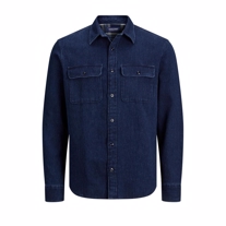 JACK & JONES Fløjls Skjorte Dark Blue Denim