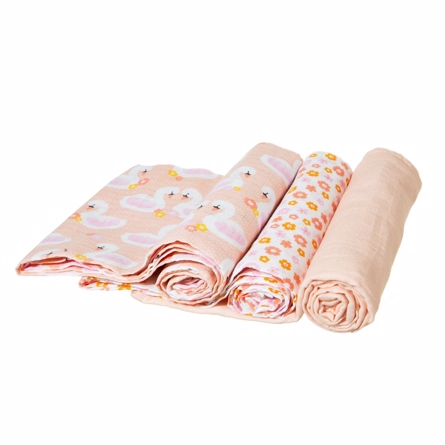 SASS & BELLE 3-Pak Muslin Stofbleer Rose Swan