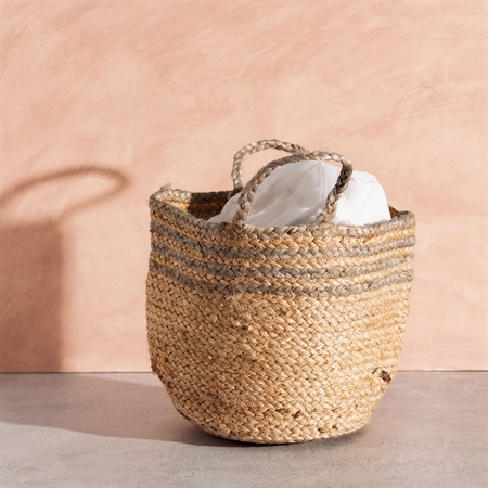 SASS & BELLE Jute Kurv Grey Stripe