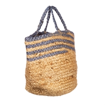 SASS & BELLE Jute Kurv Blue Stripe