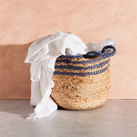 SASS & BELLE Jute Kurv Blue Stripe