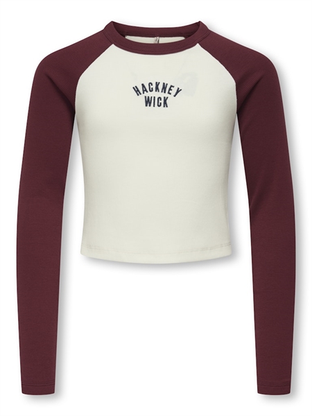 ONLY KIDS Kontrast Bluse Bina Cabernet Hackney Cloud Dancer