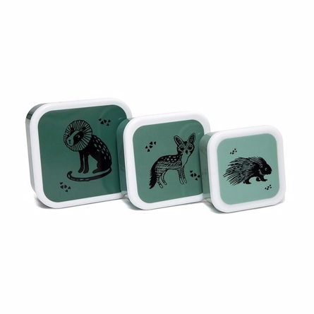 PETIT MONKEY 3-Pak Madkasse Sæt Black Animals Grøn