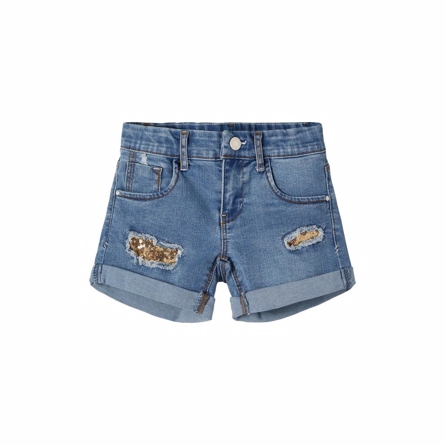 NAME IT Slim Fit Paillet Shorts Salli Blue