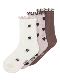 NAME IT 3-Pak Strømper Netti Peppercorn Burnished Lilac + Cloud Dancer