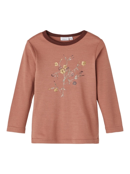 Billede af NAME IT Merinould Bluse Willow Cognac