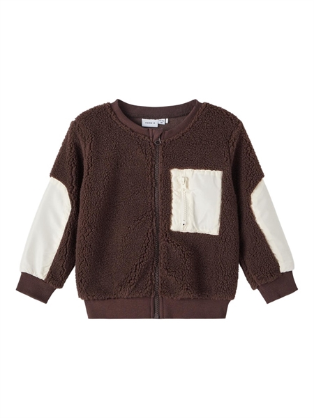 NAME IT Teddy Cardigan Sofus Seal Brown