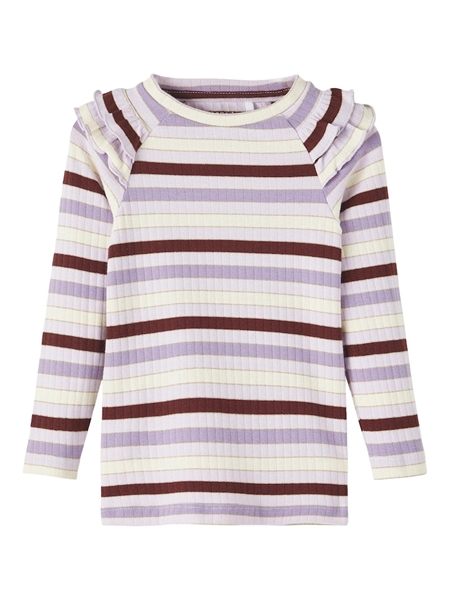 NAME IT Stribet Glimmer Rib Top Kannie Orchid Hush