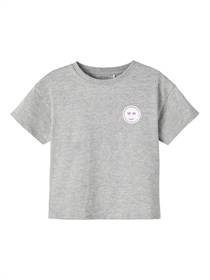 NAME IT Kort Smiley T-shirt Kaluna Grey Melange