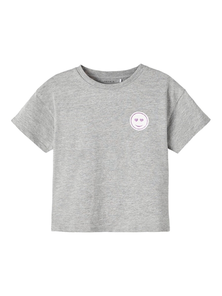 #2 - NAME IT Kort Smiley T-shirt Kaluna Grey Melange