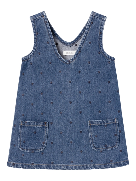 Lil Atelier Hjerte Denim Spencer Kjole Rey Medium Blue