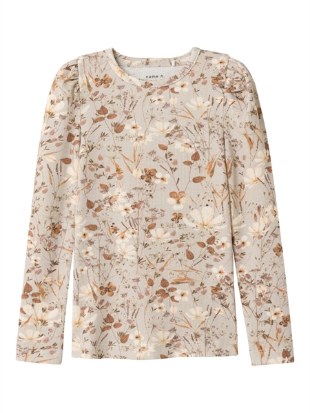 NAME IT Rib Bluse Niara Oatmeal