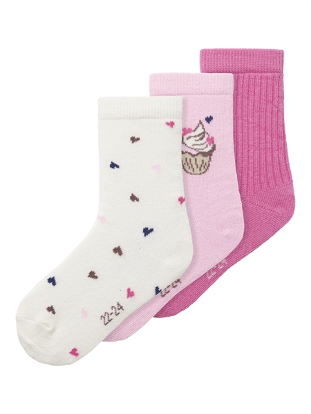 Name It Nala 3-Pak Strømper - Peppercorn Sweetdreams Cloud Dancer