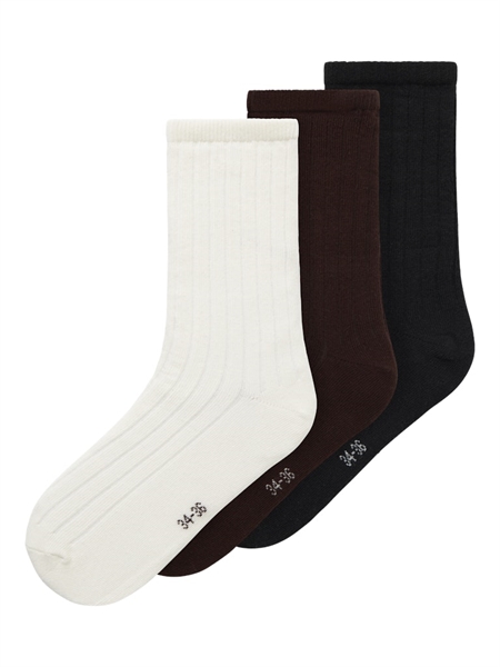 NAME IT 3-Pak Strømper Oda Seal Brown Black Cloud Dancer