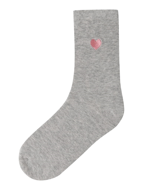 Name It Strømper - NkfLisok - Grey Melange/Embroider Heart