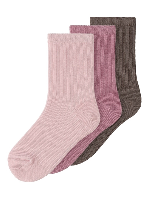 NAME IT 3-Pak Strømper Nobba Lilas Lotus + Brown Lentil