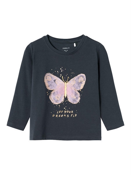 NAME IT Bluse Med Sommerfugl Rosalin Dark Sapphire