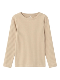 NAME IT Langærmet Rib Bluse Nosias White Pepper 