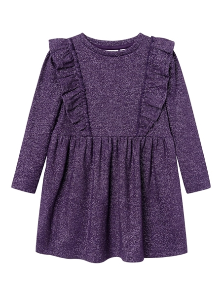 NAME IT Glimmer Rib Strik Kjole Renza Blackberry Cordial