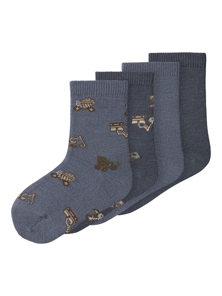 NAME IT 4 Pak Uld Strømper Wak Folkstone Gray