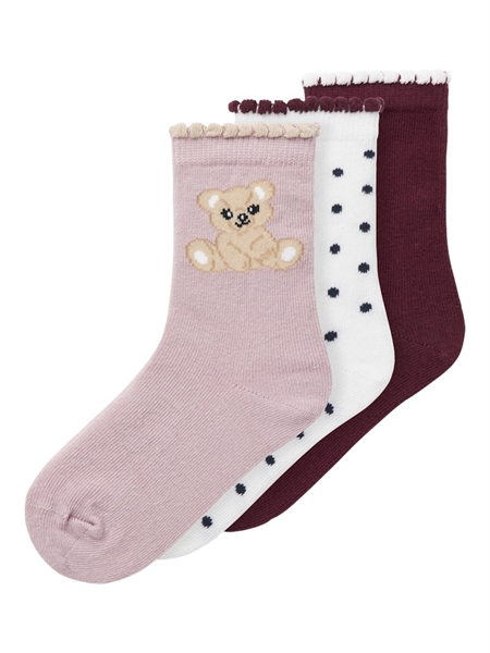 NAME IT 3-Pak Strømper Riva Burgundy