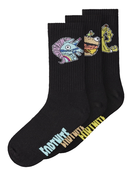 NAME IT 3-Pak Tennis Strømper Seppe Fortnite Black