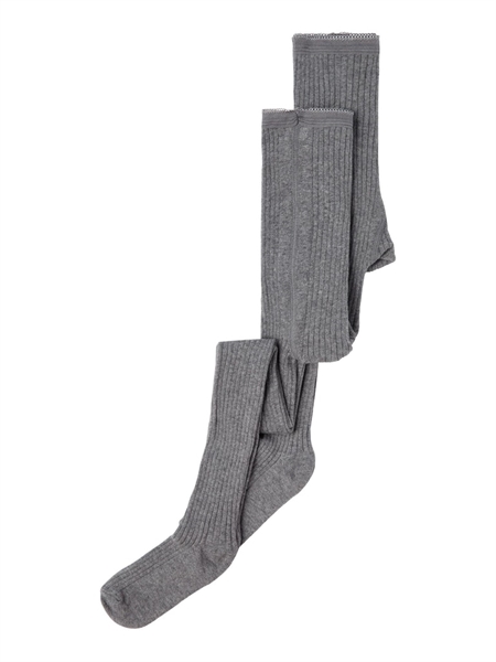 NAME IT 2-Pak Rib Strømpebukser Dark Grey Melange