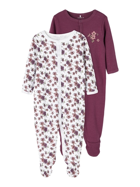 Name It 2 Pak Øko Natdragter Prune Purple Med Fødder