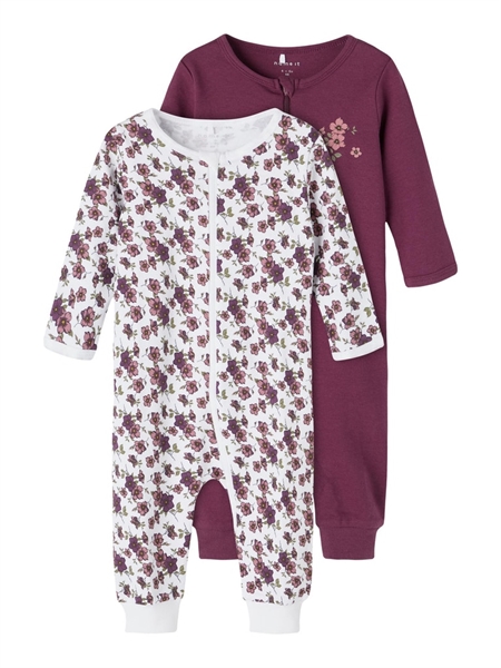 Name It 2 Pak Øko Natdragter Prune Purple Uden Fødder