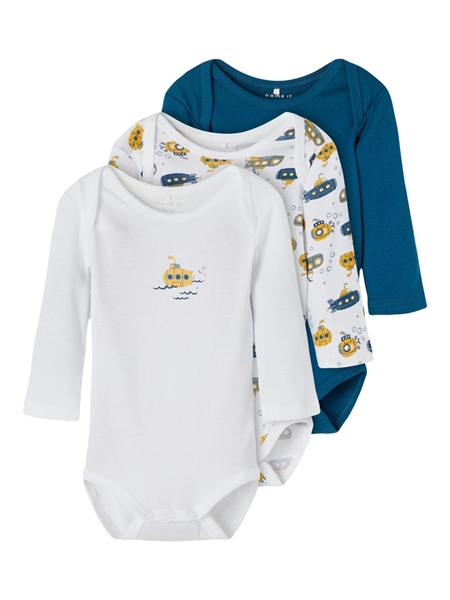Name It 3 Pak øko Body Langærmet Legion Blue Fra Name It